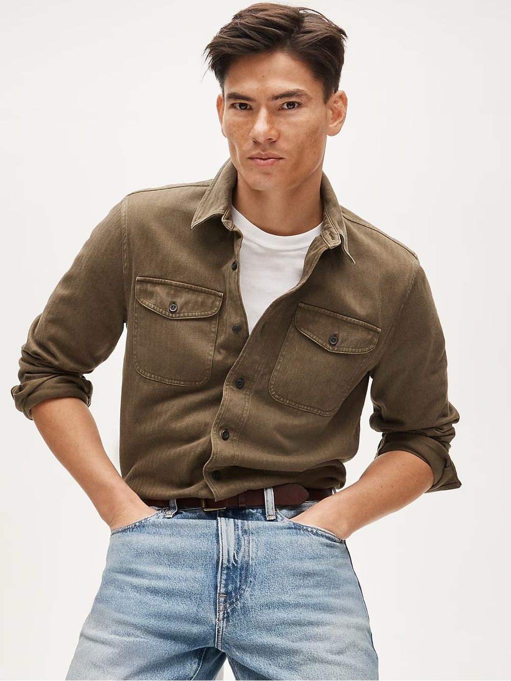J. Crew Olive Green Lightweight Utility Shirt Jacket - Picture 2 of 8